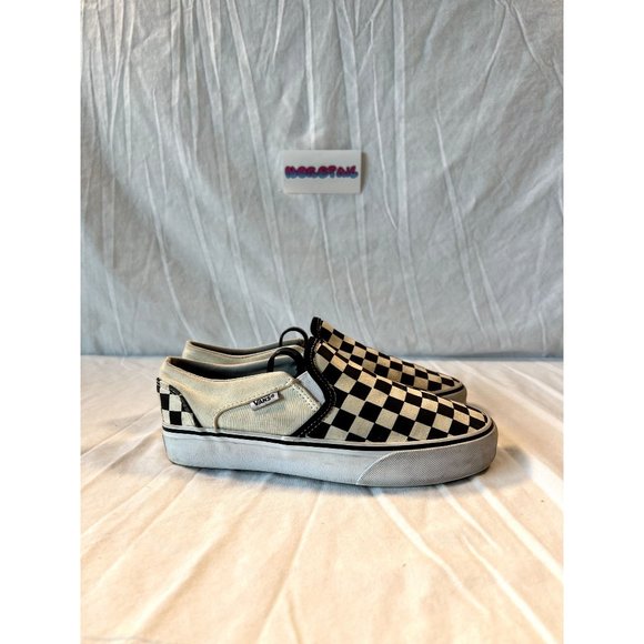Vans Classic Slip On Checkerboard Shoes Women's 6.5 White Black Sneakers - Picture 1 of 10